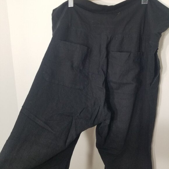 Old Navy Maternity Black Drawstring Linen Blend Wide Legged Pants Pockets XL Mat - Picture 7 of 11